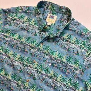 Kahala Avi Collection Hawaiian Shirt Mens Large Tropical Short Sleeve‎ AOP